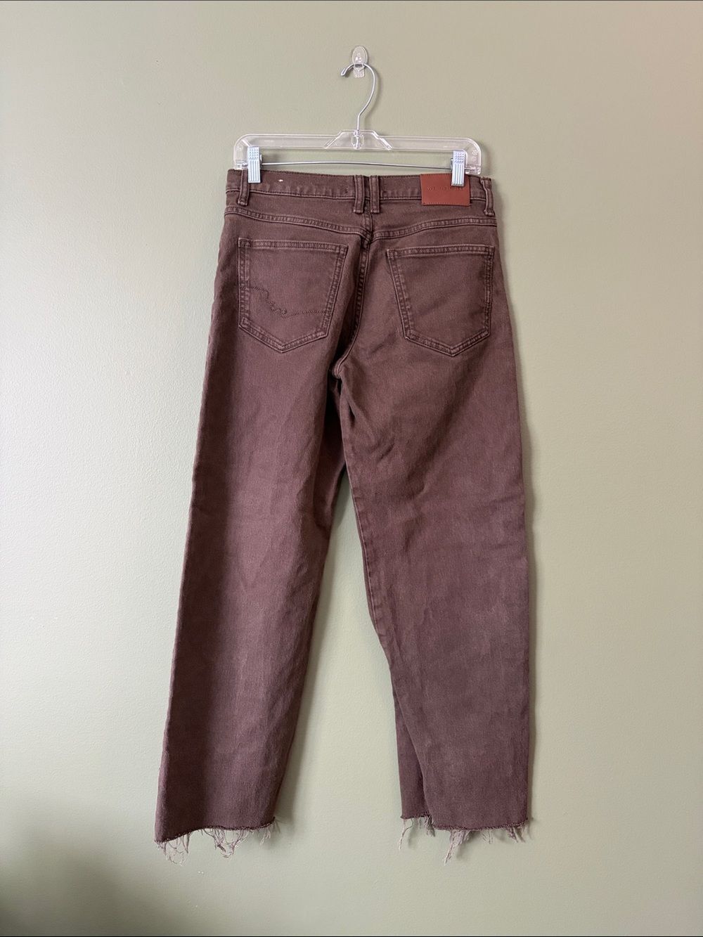 We The Free Risk Taker Straight Pant In Workwear Brown Jeans Raw Hem Sz 28 - Picture 9 of 11